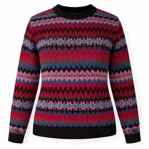 BAXTER & WELLS Long Sleeve Crew Neck Pullover Multicolor Sweater Size S Petite